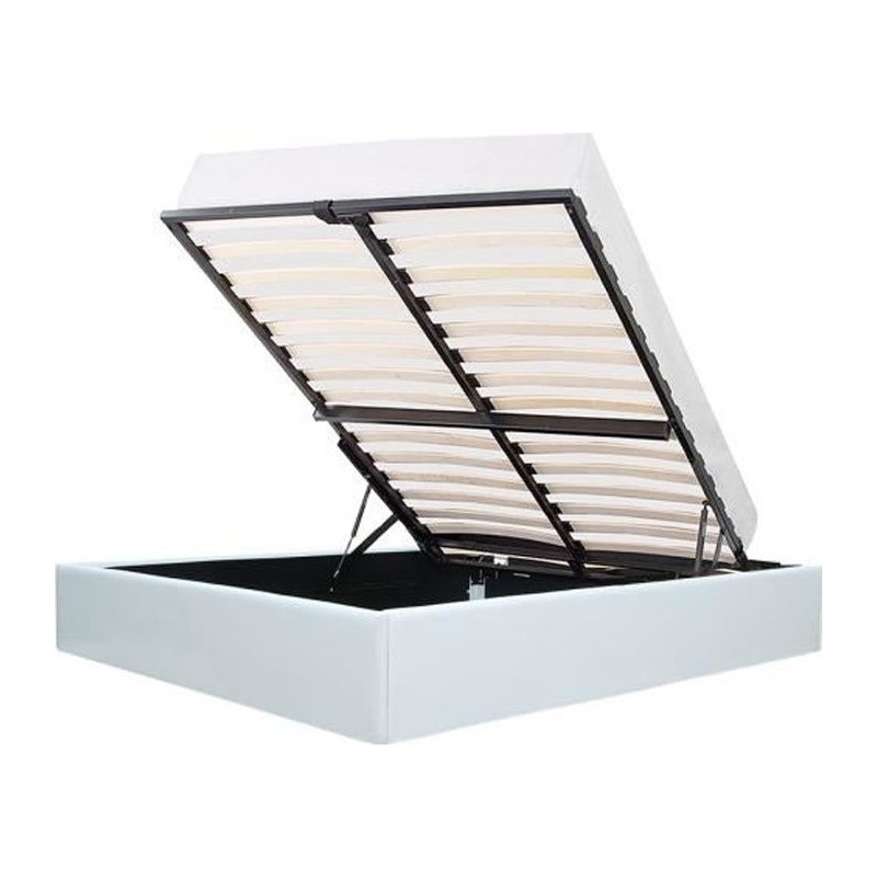 ECLIPSE Lit adulte 140x190 cm avec Coffre de rangement - Simili Blanc ECLIPSE Lit adulte 140x190 cm avec Coffre de rangement - Simili Blanc