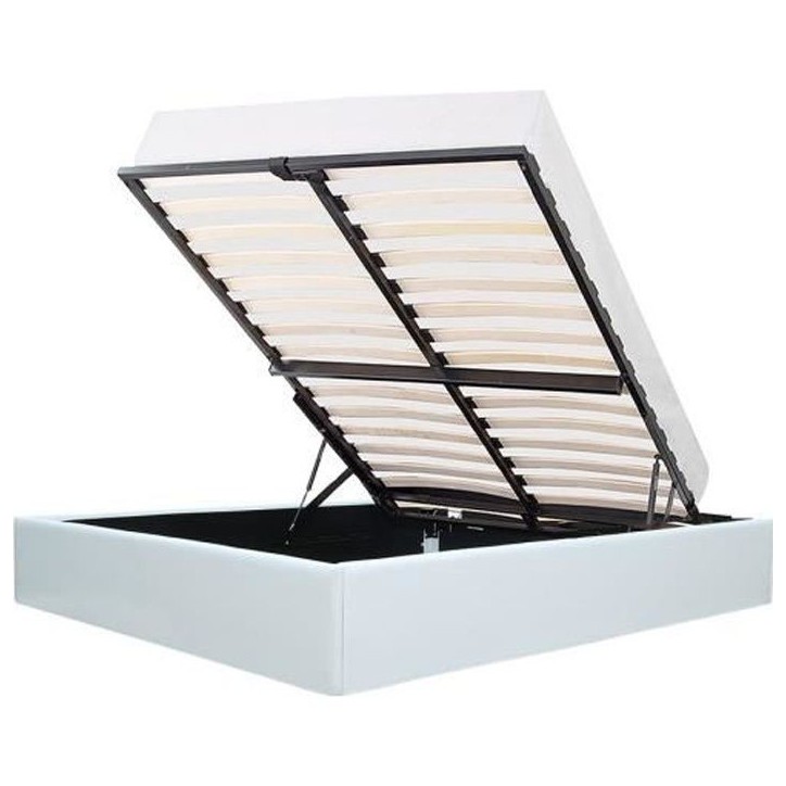 ECLIPSE Lit adulte 140x190 cm avec Coffre de rangement - Simili Blanc ECLIPSE Lit adulte 140x190 cm avec Coffre de rangement - Simili Blanc