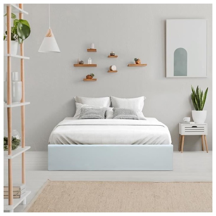 ECLIPSE Lit adulte 140x190 cm avec Coffre de rangement - Simili Blanc ECLIPSE Lit adulte 140x190 cm avec Coffre de rangement - Simili Blanc
