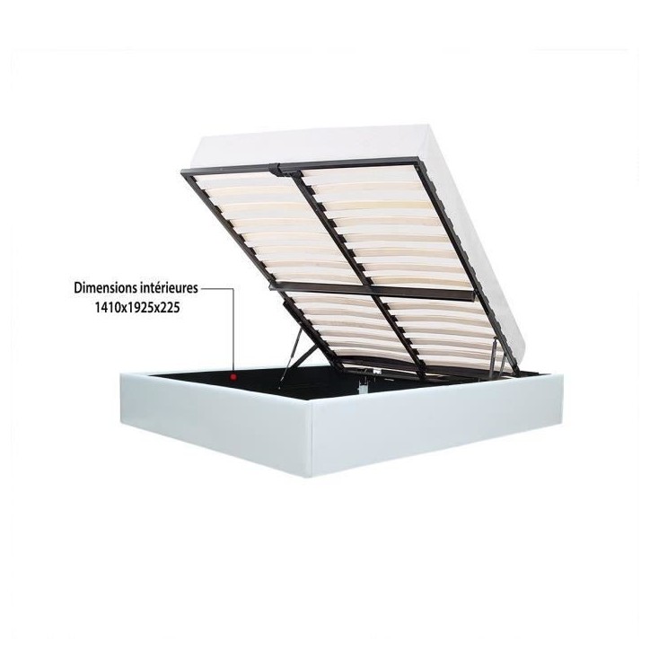 ECLIPSE Lit adulte 140x190 cm avec Coffre de rangement - Simili Blanc ECLIPSE Lit adulte 140x190 cm avec Coffre de rangement - Simili Blanc