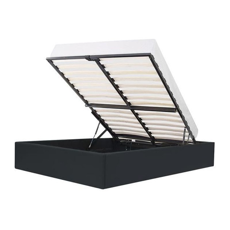 ECLIPSE Lit coffre adulte 140 x 190 cm - Simili Noir ECLIPSE Lit coffre adulte 140 x 190 cm - Simili Noir