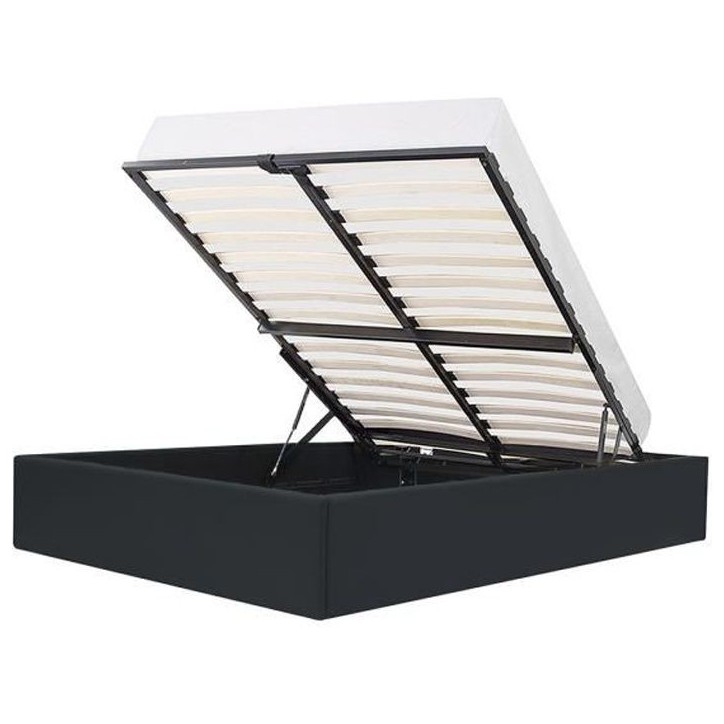 ECLIPSE Lit coffre adulte 140 x 190 cm - Simili Noir ECLIPSE Lit coffre adulte 140 x 190 cm - Simili Noir
