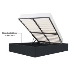 ECLIPSE Lit coffre adulte 140 x 190 cm - Simili Noir