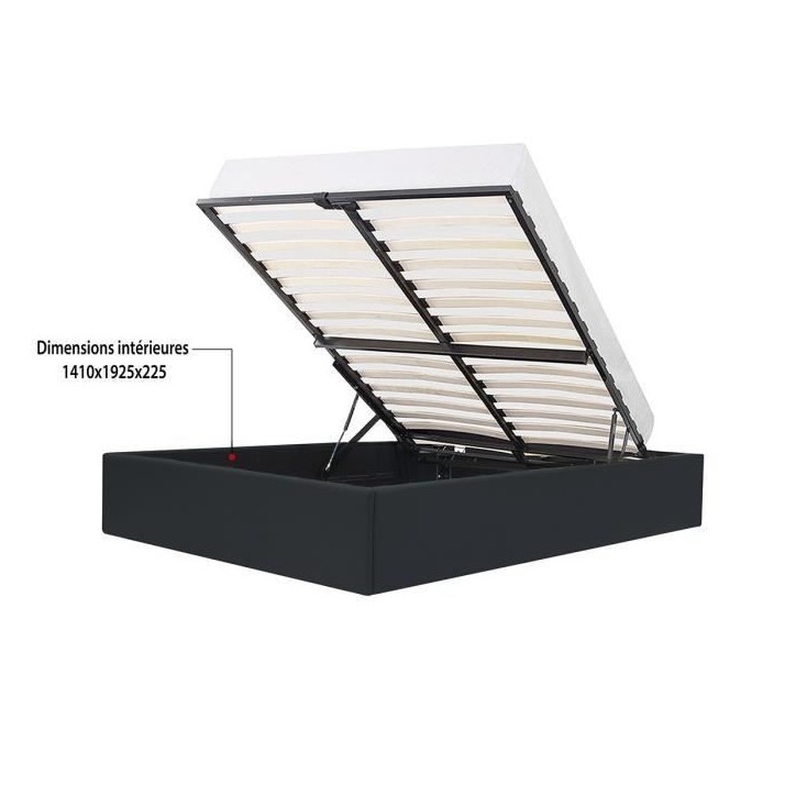 ECLIPSE Lit coffre adulte 140 x 190 cm - Simili Noir ECLIPSE Lit coffre adulte 140 x 190 cm - Simili Noir