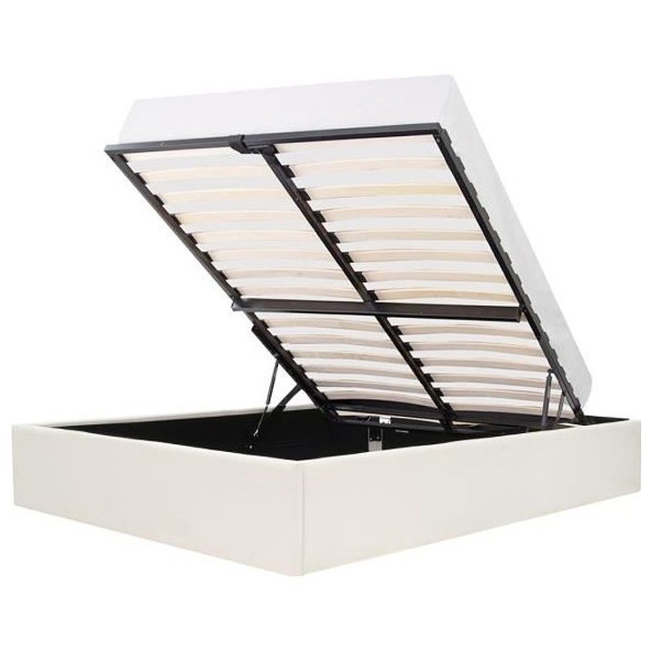 ECLIPSE Lit adulte 160x200 cm + Coffre de rangement - Tissu Beige ECLIPSE Lit adulte 160x200 cm + Coffre de rangement - Tissu Beige