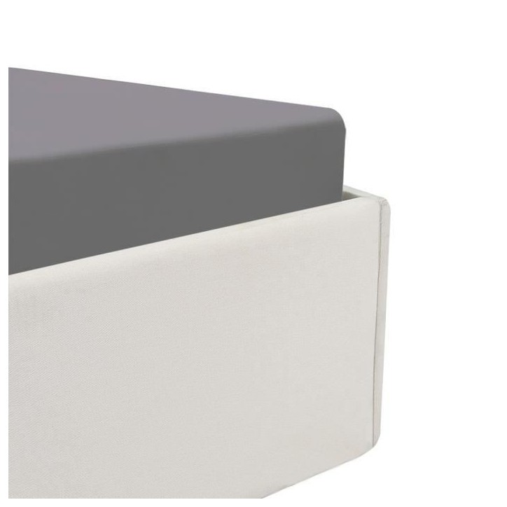 ECLIPSE Lit adulte 160x200 cm + Coffre de rangement - Tissu Beige ECLIPSE Lit adulte 160x200 cm + Coffre de rangement - Tissu Beige