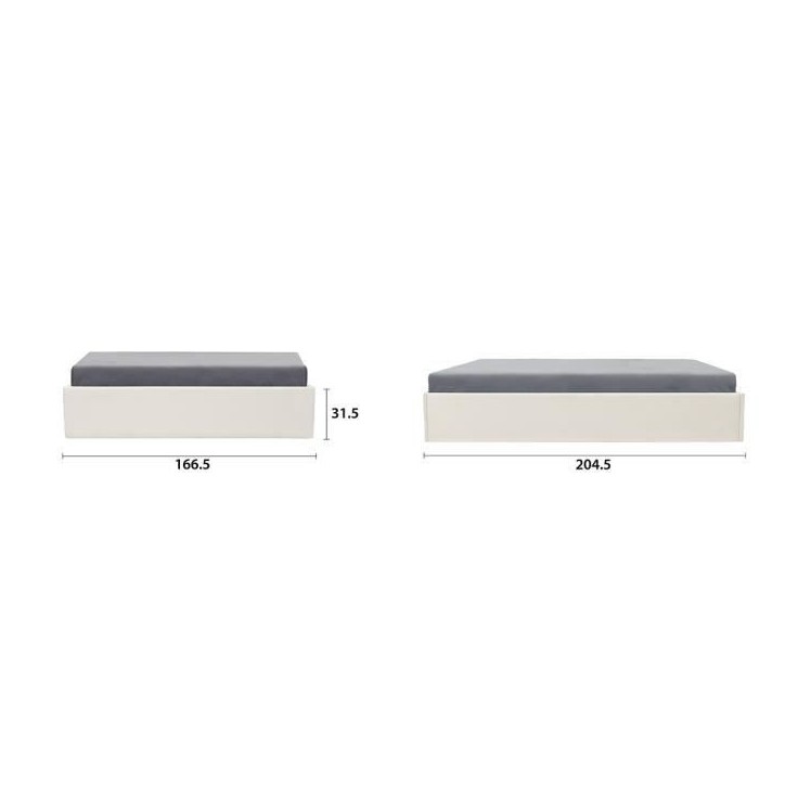 ECLIPSE Lit adulte 160x200 cm + Coffre de rangement - Tissu Beige ECLIPSE Lit adulte 160x200 cm + Coffre de rangement - Tissu Beige