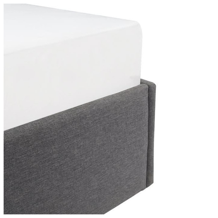 ECLIPSE Lit adulte 160x200 cm + Coffre de rangement - Tissu gris clair ECLIPSE Lit adulte 160x200 cm + Coffre de rangement - Tissu gris clair