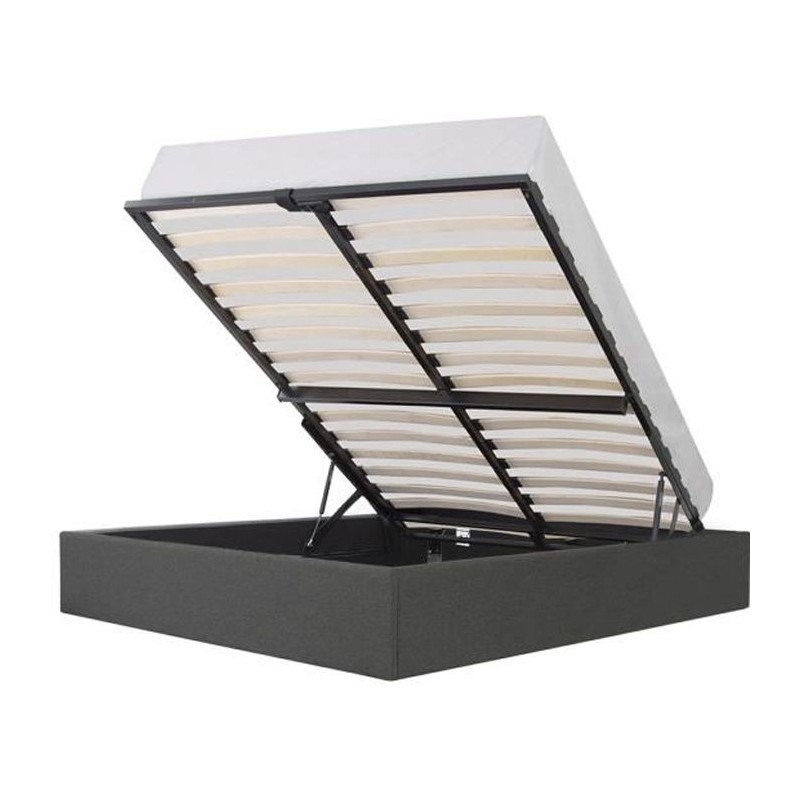 ECLIPSE Lit adulte + coffre de journée - Tissu gris foncé - 160 x 20 ECLIPSE Lit adulte + coffre de journée - Tissu gris foncé - 160 x 20