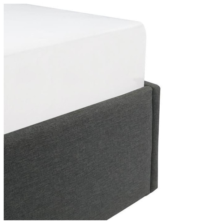 ECLIPSE Lit adulte + coffre de journée - Tissu gris foncé - 160 x 200 cm ECLIPSE Lit adulte + coffre de journée - Tissu gris foncé - 160 x 200 cm