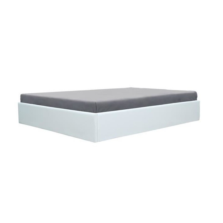 ECLIPSE Lit coffre adulte 160 x 200 cm - Simili Blanc - Sommier inclus
