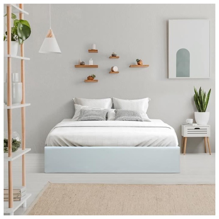ECLIPSE Lit coffre adulte 160 x 200 cm - Simili Blanc - Sommier inclus