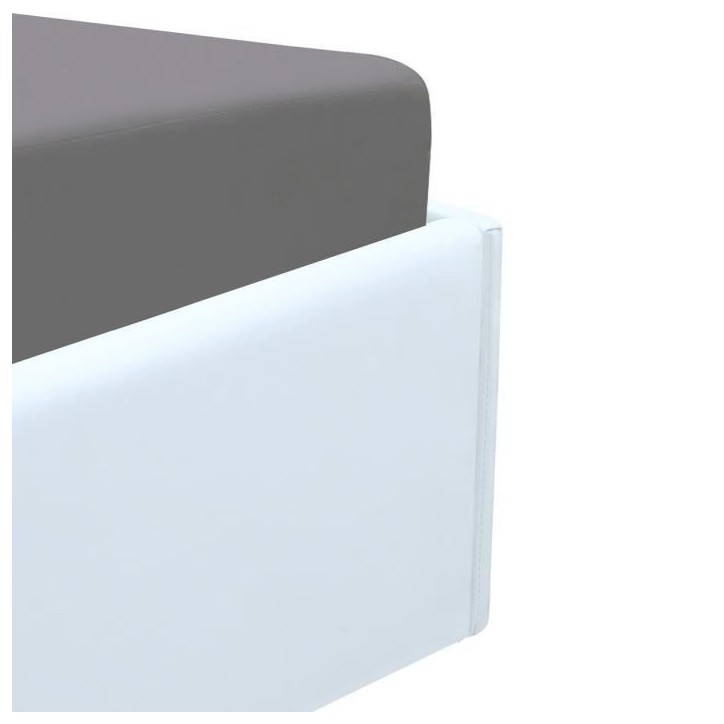 ECLIPSE Lit coffre adulte 160 x 200 cm - Simili Blanc - Sommier inclus