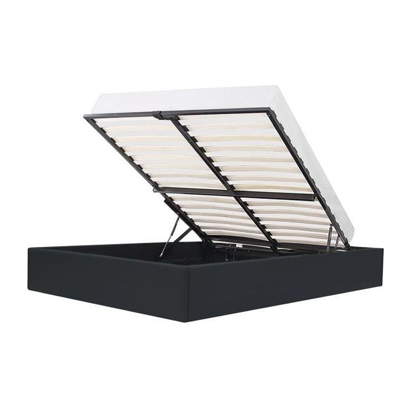 ECLIPSE Lit adulte 160x200 cm avec coffre de rangement - Simili Noir ECLIPSE Lit adulte 160x200 cm avec coffre de rangement - Simili Noir