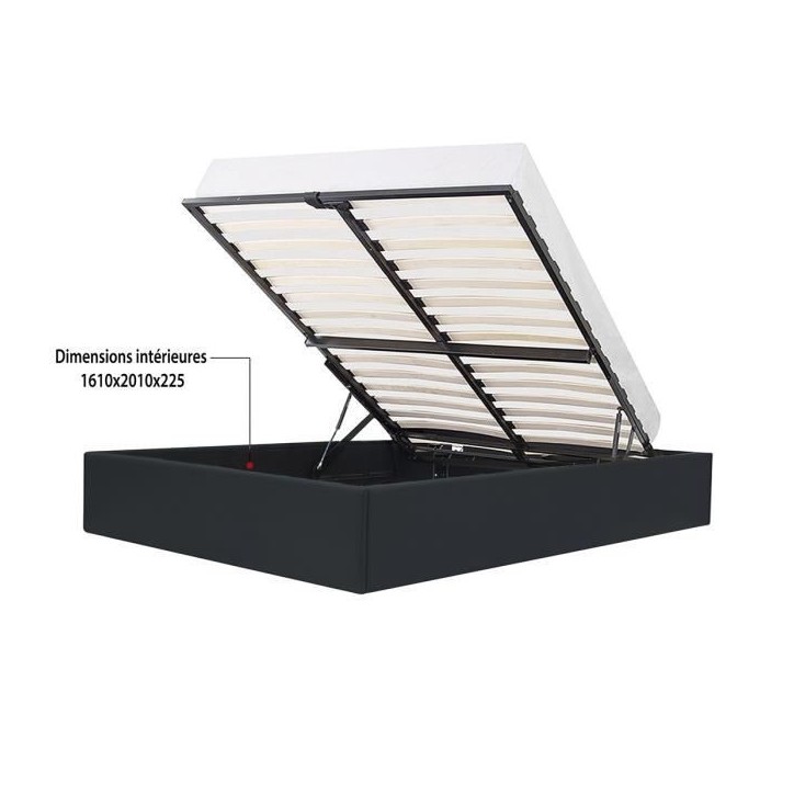 ECLIPSE Lit adulte 160x200 cm avec coffre de rangement - Simili Noir ECLIPSE Lit adulte 160x200 cm avec coffre de rangement - Simili Noir