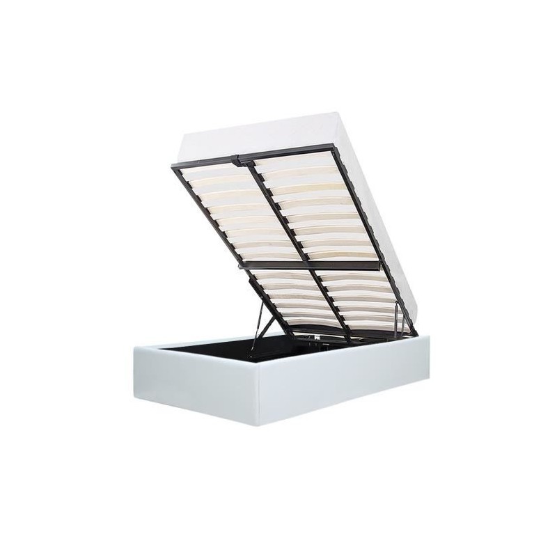 ECLIPSE Lit coffre enfant 90 x 190 cm - Simili blanc - Sommier inclus ECLIPSE Lit coffre enfant 90 x 190 cm - Simili blanc - Sommier inclus