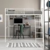 Lit mezzanine en métal - ELIOT - Blanc - 140 x 200 cm - Sommier inclu
