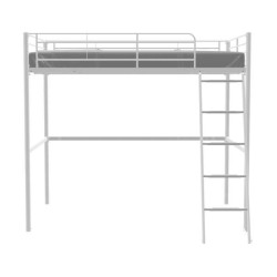 Lit mezzanine en métal - ELIOT - Blanc - 140 x 200 cm - Sommier inclu