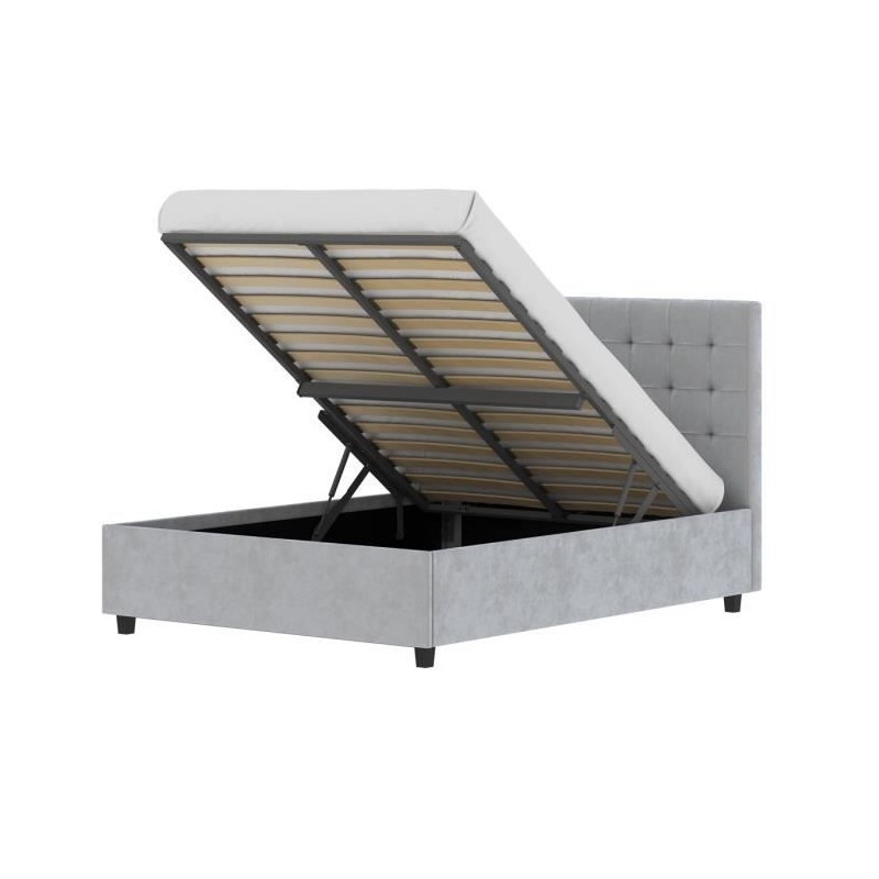 Lit coffre adulte ELIZA 140 x 190 cm - Sommier inclus - Gris foncé Lit coffre adulte ELIZA 140 x 190 cm - Sommier inclus - Gris foncé