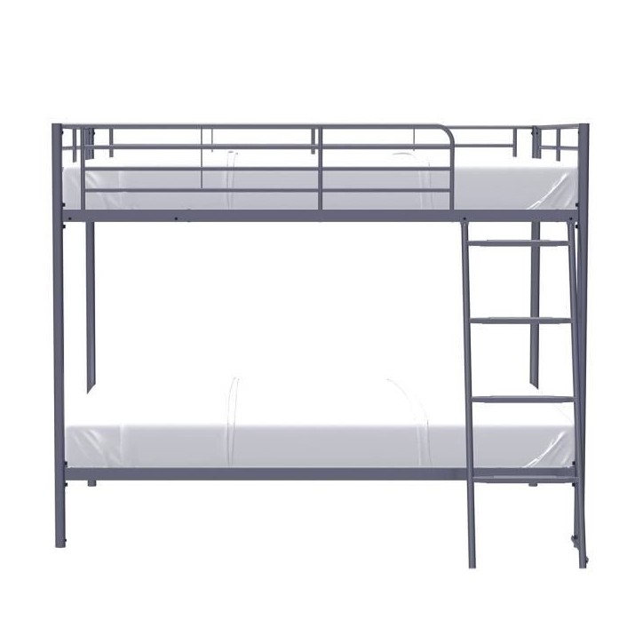 Lits superposés en métal - Dark Grey - Sommiers inclus - 2 x 140 x 190 cm - ALICE Lits superposés en métal - Dark Grey - Sommiers inclus - 2 x 140 x 190 cm - ALICE