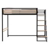 Lit mezzanine LEON - 140x190 cm - Métal noir - Sommier inclus