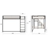 Lit mezzanine LEON - 140x190 cm - Métal noir - Sommier inclus