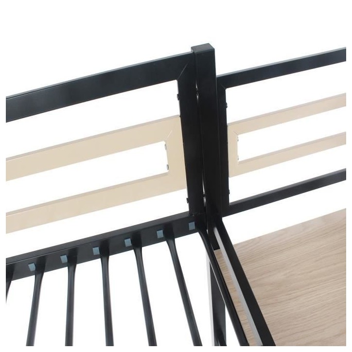 Lit mezzanine LEON - 140x190 cm - Métal noir - Sommier inclus Lit mezzanine LEON - 140x190 cm - Métal noir - Sommier inclus