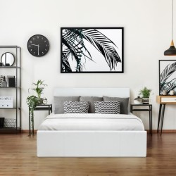 MARTIN Lit adulte 140 x 190 cm + coffre de rangement - Simili blanc -