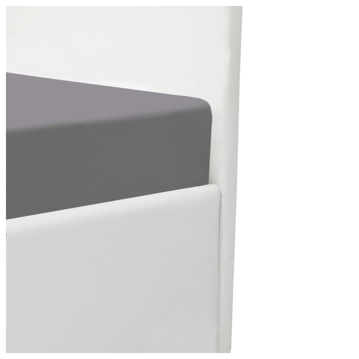MARTIN Lit adulte 140 x 190 cm + coffre de rangement - Simili blanc - Sommier inclus MARTIN Lit adulte 140 x 190 cm + coffre de rangement - Simili blanc - Sommier inclus