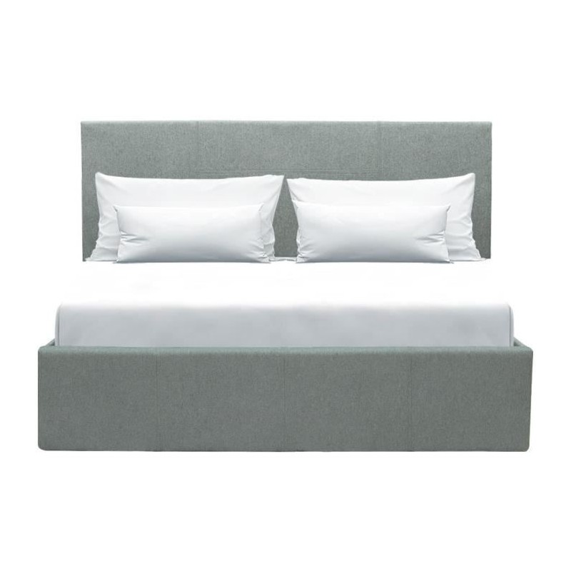 Lit coffre adulte MARTIN - Couchage 140x190 cm - Gris clair - Sommier Lit coffre adulte MARTIN - Couchage 140x190 cm - Gris clair - Sommier