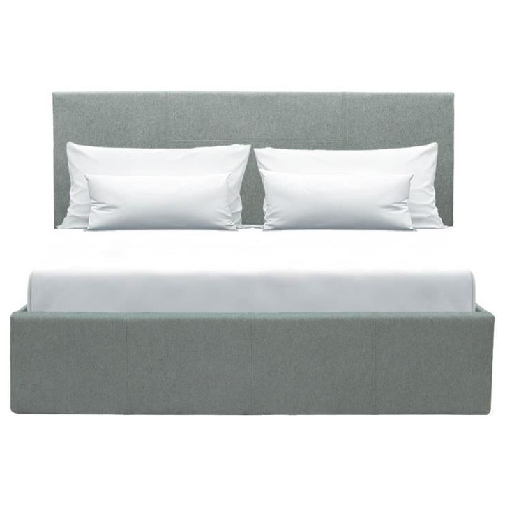Lit coffre adulte MARTIN - Couchage 140x190 cm - Gris clair - Sommier a lattes - L 201 x P 146 x H 99 cm Lit coffre adulte MARTIN - Couchage 140x190 cm - Gris clair - Sommier a lattes - L 201 x P 146 x H 99 cm