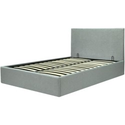 Lit coffre adulte MARTIN - Couchage 140x190 cm - Gris clair - Sommier