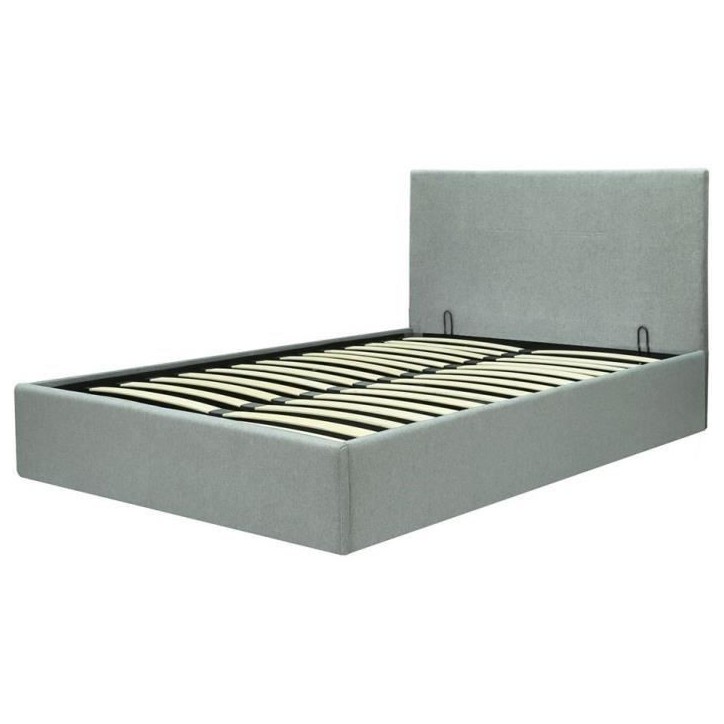 Lit coffre adulte MARTIN - Couchage 140x190 cm - Gris clair - Sommier a lattes - L 201 x P 146 x H 99 cm Lit coffre adulte MARTIN - Couchage 140x190 cm - Gris clair - Sommier a lattes - L 201 x P 146 x H 99 cm