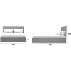 Lit coffre adulte MARTIN - Couchage 140x190 cm - Gris clair - Sommier