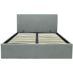 Lit coffre adulte MARTIN - Couchage 140x190 cm - Gris clair - Sommier