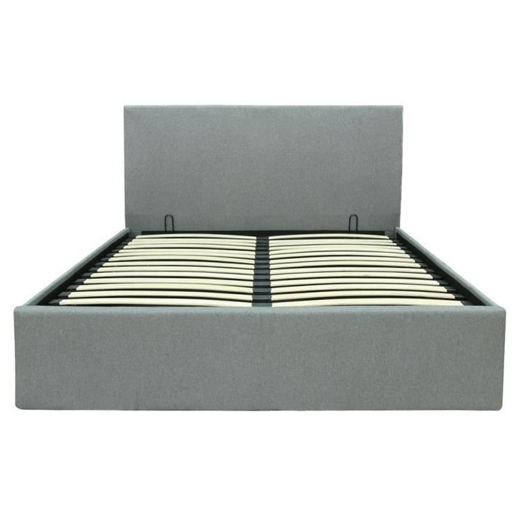 Lit coffre adulte MARTIN - Couchage 140x190 cm - Gris clair - Sommier a lattes - L 201 x P 146 x H 99 cm Lit coffre adulte MARTIN - Couchage 140x190 cm - Gris clair - Sommier a lattes - L 201 x P 146 x H 99 cm