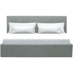 Lit coffre adulte MARTIN - Couchage 160x200 cm - Gris clair - Sommier