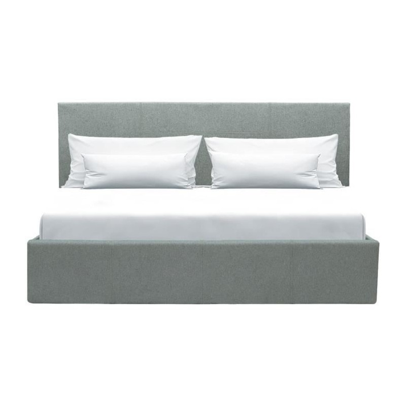 Lit coffre adulte MARTIN - Couchage 160x200 cm - Gris clair - Sommier Lit coffre adulte MARTIN - Couchage 160x200 cm - Gris clair - Sommier