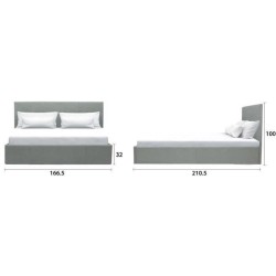 Lit coffre adulte MARTIN - Couchage 160x200 cm - Gris clair - Sommier