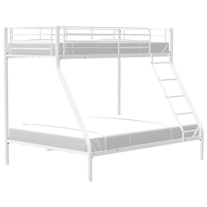 BRUCE Lits superposés 3 places - 90/140 x 190 cm - Blanc - En métal - Sommiers inclus BRUCE Lits superposés 3 places - 90/140 x 190 cm - Blanc - En métal - Sommiers inclus