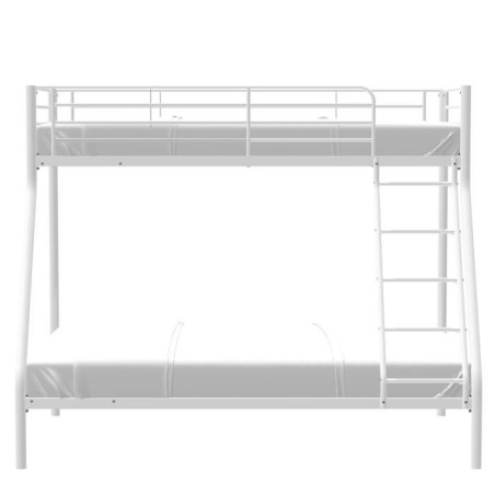 BRUCE Lits superposés 3 places - 90/140 x 190 cm - Blanc - En métal - Sommiers inclus