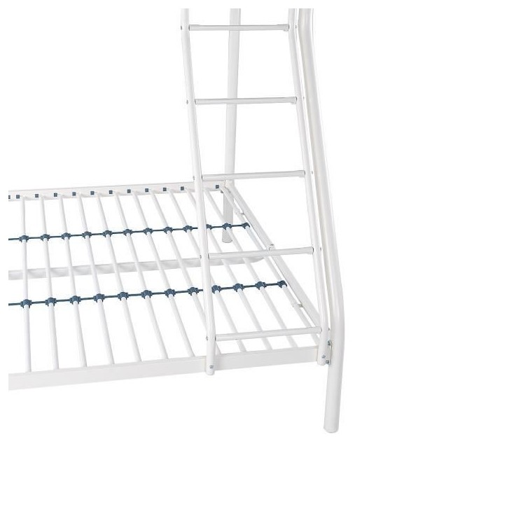 BRUCE Lits superposés 3 places - 90/140 x 190 cm - Blanc - En métal - Sommiers inclus BRUCE Lits superposés 3 places - 90/140 x 190 cm - Blanc - En métal - Sommiers inclus