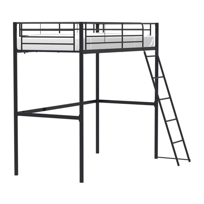 Lit mezzanine enfant ELIOT en métal noir 90x190cm avec sommier inclus Lit mezzanine enfant ELIOT en métal noir 90x190cm avec sommier inclus