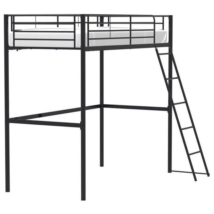 Lit mezzanine enfant ELIOT en métal noir 90x190cm avec sommier inclus Lit mezzanine enfant ELIOT en métal noir 90x190cm avec sommier inclus