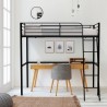 Lit mezzanine enfant ELIOT en métal noir 90x190cm avec sommier inclus