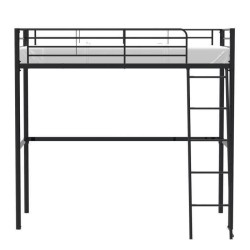 Lit mezzanine enfant ELIOT en métal noir 90x190cm avec sommier inclus