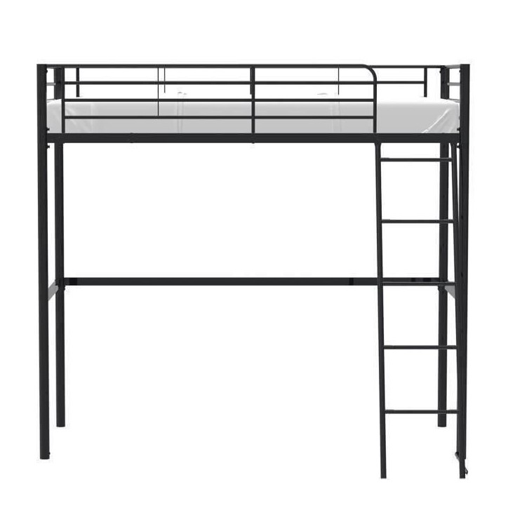Lit mezzanine enfant ELIOT en métal noir 90x190cm avec sommier inclus Lit mezzanine enfant ELIOT en métal noir 90x190cm avec sommier inclus