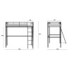 Lit mezzanine enfant ELIOT en métal noir 90x190cm avec sommier inclus