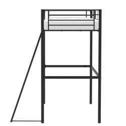 Lit mezzanine enfant ELIOT en métal noir 90x190cm avec sommier inclus