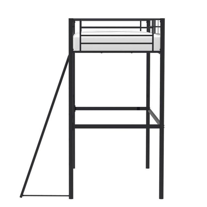Lit mezzanine enfant ELIOT en métal noir 90x190cm avec sommier inclus Lit mezzanine enfant ELIOT en métal noir 90x190cm avec sommier inclus
